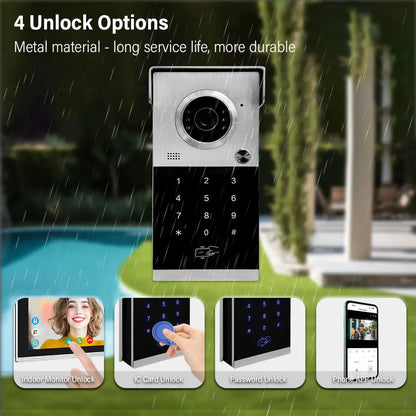 ANJIELO Metal Doorbell Video Intercom for System 10 inch Touch Screen 4in1 Unlock Romote Safety Protection Tuya Smart
