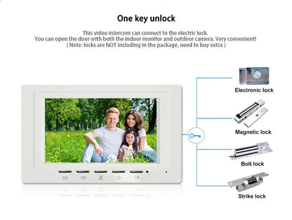 ANJIELO Smart Home 7-inch CVBS Doorbell Video Intercom System for Home Supports RFID Card One-button Unlocking Video Door Phone