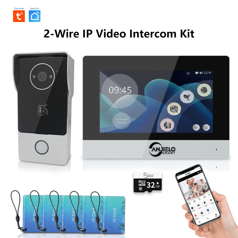 Anjielo Smart Home Video Door Phone Call Intercom System Doorbell Big Screen 1080P Smart Tuya IP Wifi Villa Video Intercom for Home