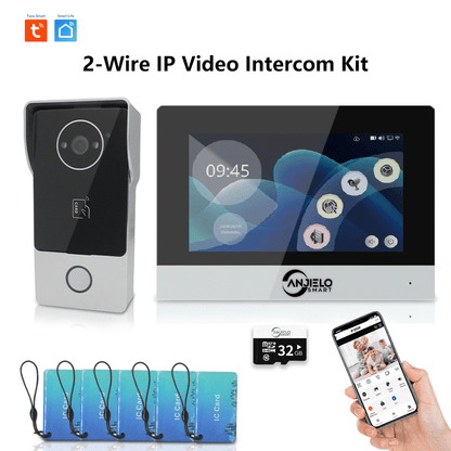 Anjielo Smart Home Video Door Phone Call Intercom System Doorbell Big Screen 1080P Smart Tuya IP Wifi Villa Video Intercom for Home