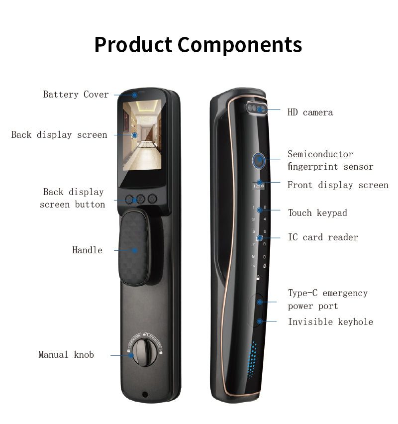 Anjielo Smart Home New Product Grey Tuya APP Keyless Card Door Lock Digital Access Control Door Locks with Code