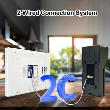Anjielo Smart Home Tuya Smart IP 2-wired Doorbell Video Intercom System with 1080P HD Camera 7-inch Touch Screen and Dual Unlocking Function Via Password and IC Card for Secure and User-Friendly Home Access