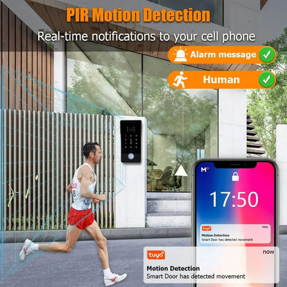 Anjielo Smart Home Tuya Smart IP 2-wired Doorbell Video Intercom System with 1080P HD Camera 7-inch Touch Screen and Dual Unlocking Function Via Password and IC Card for Secure and User-Friendly Home Access