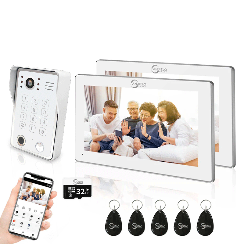 Anjielo Smart Wifi Doorbell Cam by Tuya - 1080p HD Security and Multiple Unlock Options Including RFID Cards