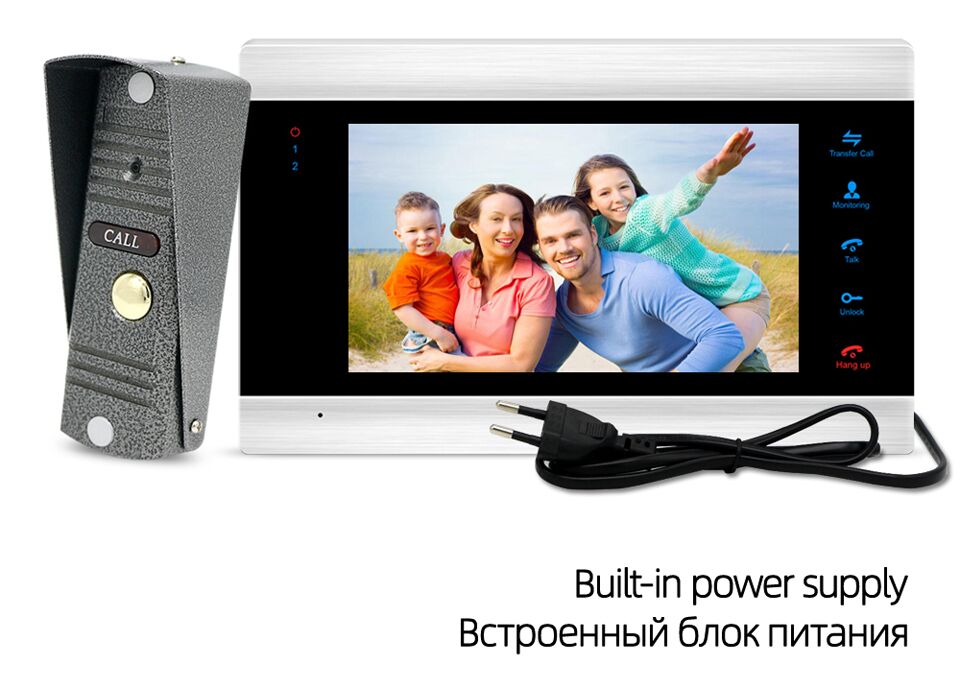 Angelo Home Intercom Video-Türsprechanlage 7-Zoll-Monitor 1200TVL Türklingelkamera mit 16G-Speicherkarte Video-Gegensprechanlage Kit Schiff aus Russland